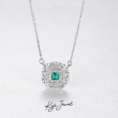 Dây Chuyền Nữ Kiểu Dáng Tròn Đính Đá Cz Xanh Lá Ý Nghĩa