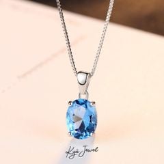 Dây Chuyền Nữ Bạc Ý 925 Đá Blue Topaz