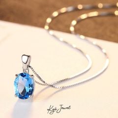 Dây Chuyền Nữ Bạc Ý 925 Đá Blue Topaz