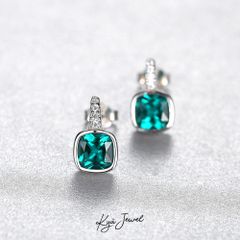 Hoa Tai Bạc Nữ Đá Xanh Cao Cấp
