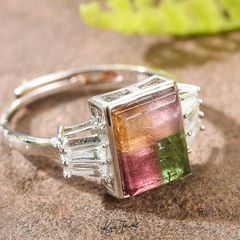 Nhẫn Nữ Kya Jewel Đá Tourmaline Vuông Phá Cách