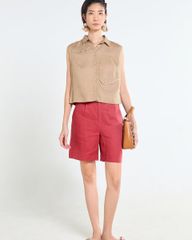 Quần Short Nữ F2 Linen  Đỏ Rượu Tender Drit