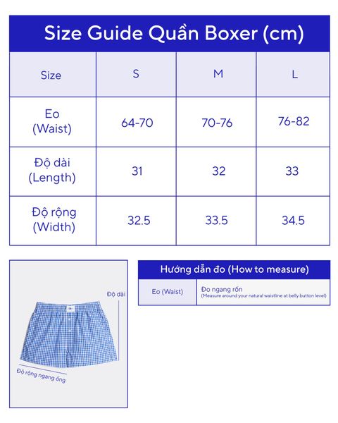 Quần Nữ TheBlueTshirt The Boxer - Ocean Blue Gingham
