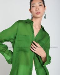 Áo Sơ Mi Nữ F2 Linen Xanh Lá