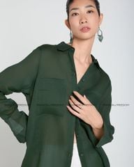 Áo Sơ Mi Nữ F2 Linen Xanh Nhớt