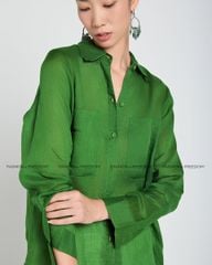 Áo Sơ Mi Nữ F2 Linen Xanh Lá