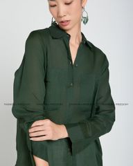 Áo Sơ Mi Nữ F2 Linen Xanh Nhớt