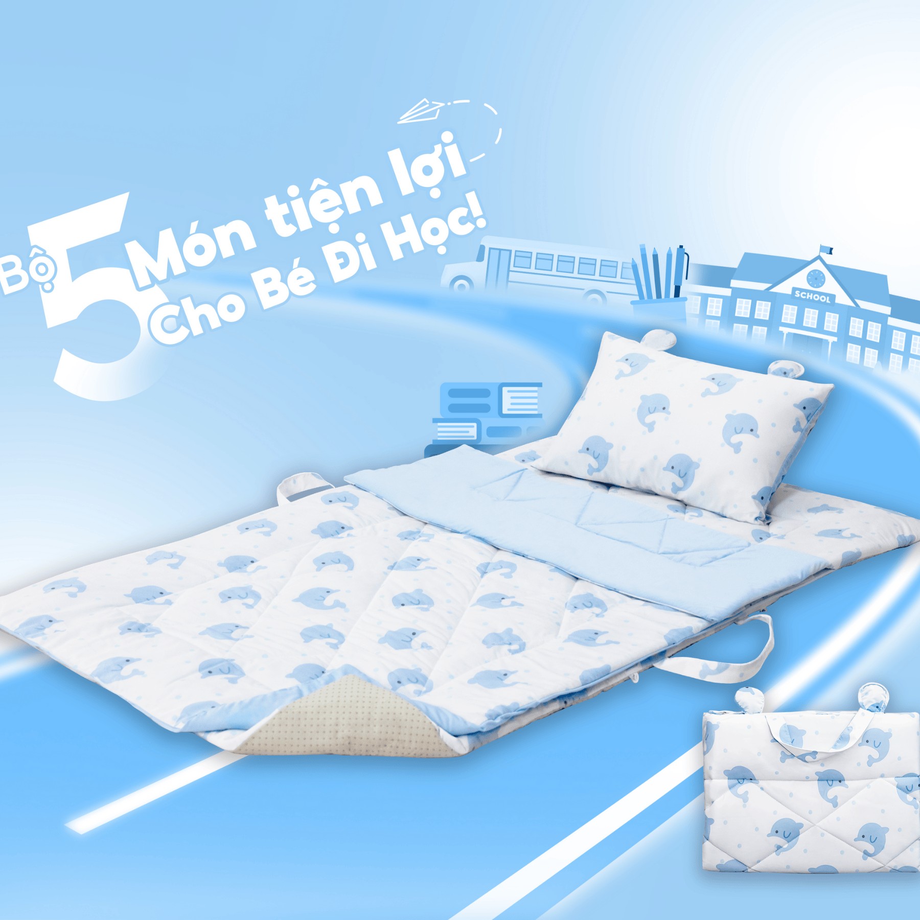 Bộ Cho Bé Đi Học Nin House School Dolphin