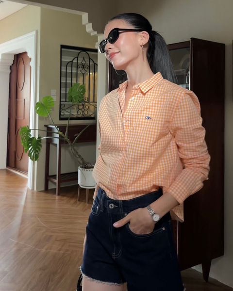 Áo Sơ Mi Nữ TheBlueTshirt Ultimate Classic Shirt - Orange Gingham