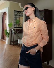 Áo Sơ Mi Nữ TheBlueTshirt Ultimate Classic Shirt - Orange Gingham