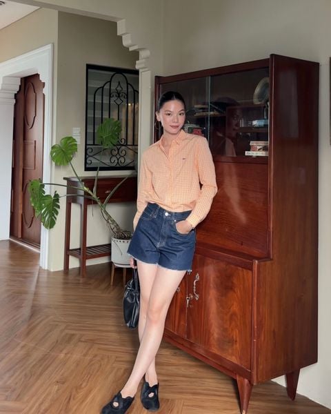 Áo Sơ Mi Nữ TheBlueTshirt Ultimate Classic Shirt - Orange Gingham