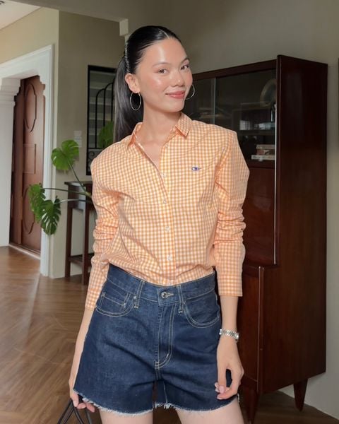 Áo Sơ Mi Nữ TheBlueTshirt Ultimate Classic Shirt - Orange Gingham