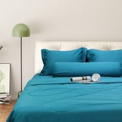 Bộ Chăn Ga Gối Nin House Classic Teal Blue C190710