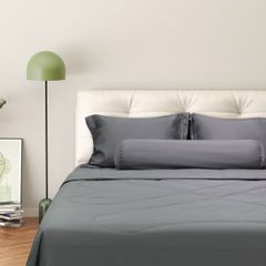 Bộ Chăn Ga Gối Nin House Classic Charcoal Grey C190713