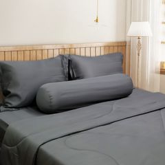 Bộ Chăn Ga Gối Nin House Classic Charcoal Grey C190713