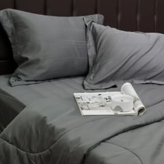 Bộ Chăn Ga Gối Nin House Classic Charcoal Grey C190713