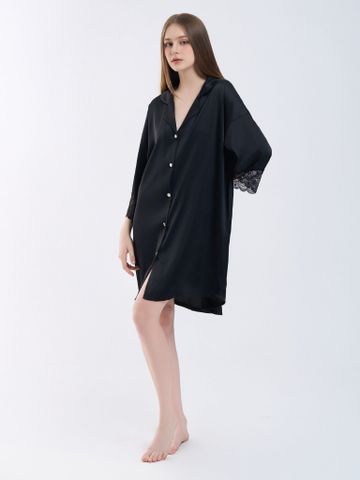 Váy ngủ lụa băng phối ren freesize 45–75kg SM60