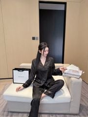 Đồ bộ ngủ pyjama nam nữ Shury Store Home Wear DD21 size 45-95kg phối màu tay dài bộ đôi couple lụa