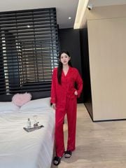 Đồ bộ ngủ pyjama nam nữ Shury Store Home Wear DD21 size 45-95kg phối màu tay dài bộ đôi couple lụa
