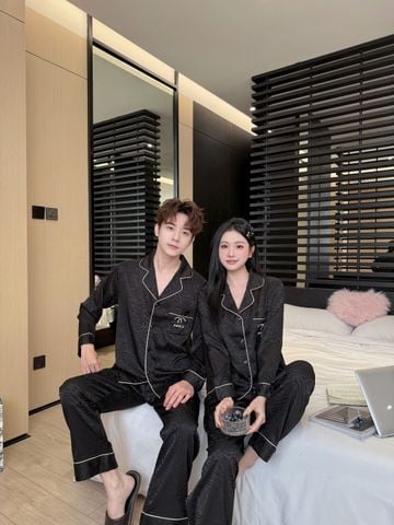 Đồ ngủ pyjama lụa nam nữ Shury Store Home Wear DD34 size 45-95kg tay dài quần dài  bộ đôi couple lụa