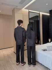 Đồ ngủ pyjama lụa nam nữ Shury Store Home Wear DD34 size 45-95kg tay dài quần dài  bộ đôi couple lụa