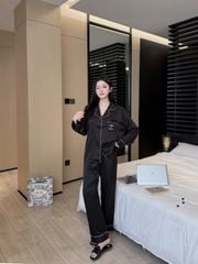 Đồ ngủ pyjama lụa nam nữ Shury Store Home Wear DD34 size 45-95kg tay dài quần dài  bộ đôi couple lụa