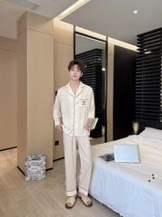Đồ ngủ pyjama lụa nam nữ Shury Store Home Wear DD34 size 45-95kg tay dài quần dài  bộ đôi couple lụa