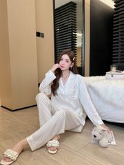 Đồ bộ ngủ nữ pyjama lụa Shury Store Home Wear TD80 tay dài quần dài bộ ngủ lụa pyjama from xuông mát