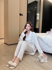 Đồ bộ ngủ nữ pyjama lụa Shury Store Home Wear TD80 tay dài quần dài bộ ngủ lụa pyjama from xuông mát