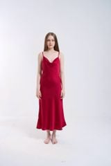 Váy lụa dài 2 dây cổ đổ chất lụa băng mềm mát Shury Store Home Wear 7 màu size M L XL mã 2D02