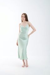 Váy lụa dài 2 dây cổ đổ chất lụa băng mềm mát Shury Store Home Wear 7 màu size M L XL mã 2D02