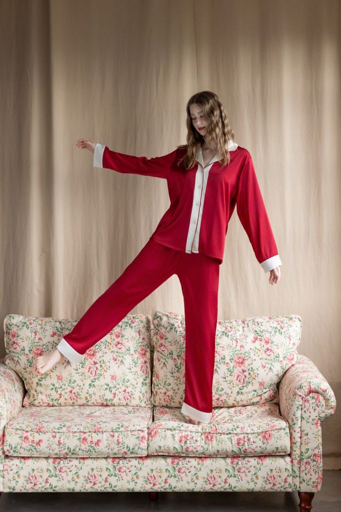 Bộ Pyjama Lụa Dài Basic Màu Trơn Shury Store Home Wear Size TD84 M L XL Mặc Nhà Mềm Mát Nhẹ Nhàng