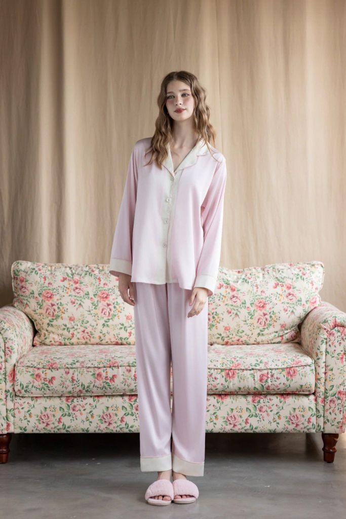 Bộ Pyjama Lụa Dài Basic Màu Trơn Shury Store Home Wear Size TD84 M L XL Mặc Nhà Mềm Mát Nhẹ Nhàng