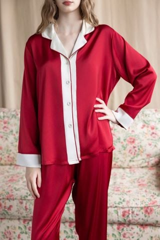 Bộ Pyjama Lụa Dài Basic Màu Trơn Shury Store Home Wear Size TD84 M L XL Mặc Nhà Mềm Mát Nhẹ Nhàng