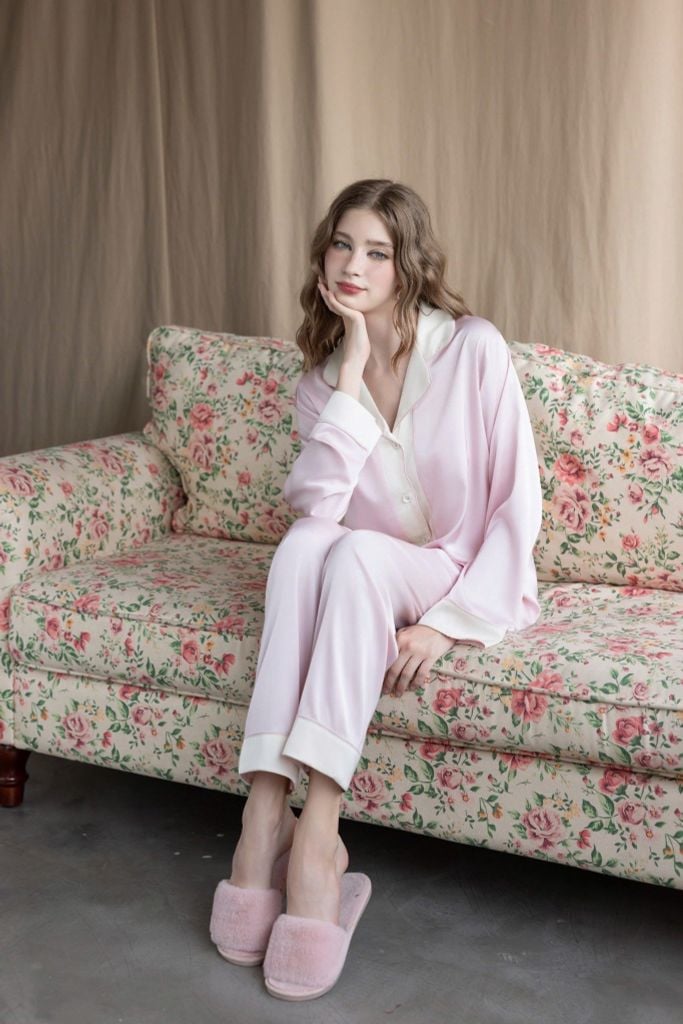 Bộ Pyjama Lụa Dài Basic Màu Trơn Shury Store Home Wear Size TD84 M L XL Mặc Nhà Mềm Mát Nhẹ Nhàng