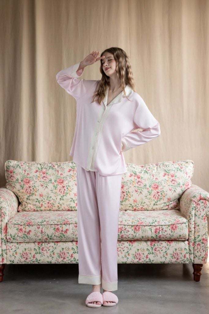 Bộ Pyjama Lụa Dài Basic Màu Trơn Shury Store Home Wear Size TD84 M L XL Mặc Nhà Mềm Mát Nhẹ Nhàng