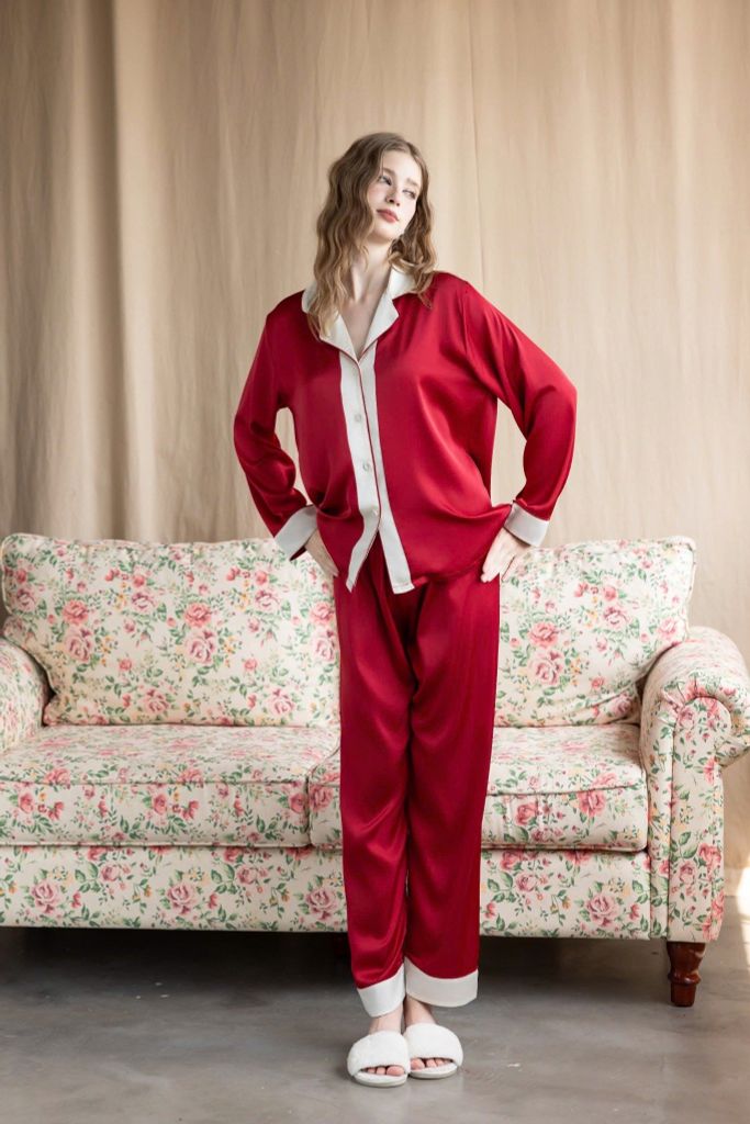 Bộ Pyjama Lụa Dài Basic Màu Trơn Shury Store Home Wear Size TD84 M L XL Mặc Nhà Mềm Mát Nhẹ Nhàng