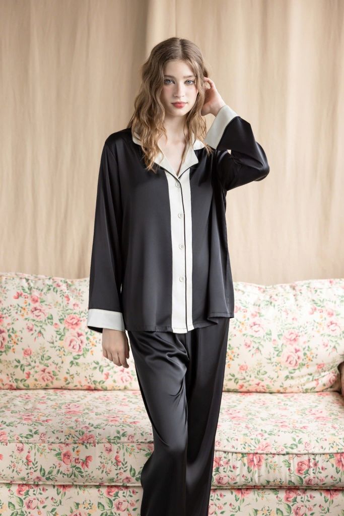 Bộ Pyjama Lụa Dài Basic Màu Trơn Shury Store Home Wear Size TD84 M L XL Mặc Nhà Mềm Mát Nhẹ Nhàng