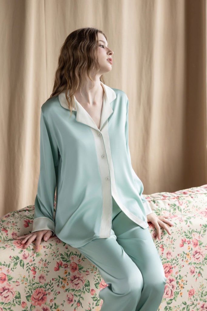 Bộ Pyjama Lụa Dài Basic Màu Trơn Shury Store Home Wear Size TD84 M L XL Mặc Nhà Mềm Mát Nhẹ Nhàng