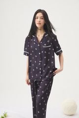 Bộ đồ ngủ lụa ngắn tay in nơ TN25 Shury Store Home Wear Pijama nữ dễ thương mát lạnh size M L XL