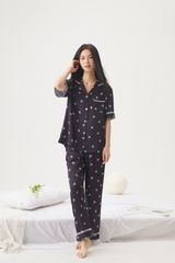 Bộ đồ ngủ lụa ngắn tay in nơ TN25 Shury Store Home Wear Pijama nữ dễ thương mát lạnh size M L XL