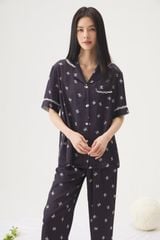 Bộ đồ ngủ lụa ngắn tay in nơ TN25 Shury Store Home Wear Pijama nữ dễ thương mát lạnh size M L XL