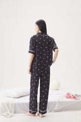 Bộ đồ ngủ lụa ngắn tay in nơ TN25 Shury Store Home Wear Pijama nữ dễ thương mát lạnh size M L XL