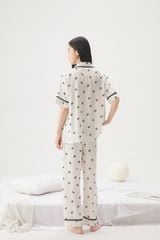 Bộ đồ ngủ lụa ngắn tay in nơ TN25 Shury Store Home Wear Pijama nữ dễ thương mát lạnh size M L XL