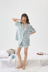 NT1 SHURY STORE HOME WEAR - Bộ pyjama lụa tay ngắn quần ngắn hoạt tiết dễ thương size M L XL mặc nhà