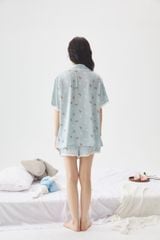 Bộ Pyjama lụa ngắn tay hình gấu dễ thương Shury Store Home Wear NT39 đồ ngủ nữ form rộng thoáng mát