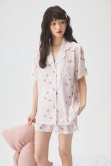 NT1 SHURY STORE HOME WEAR - Bộ pyjama lụa tay ngắn quần ngắn hoạt tiết dễ thương size M L XL mặc nhà