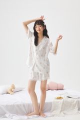 NT1 SHURY STORE HOME WEAR - Bộ pyjama lụa tay ngắn quần ngắn hoạt tiết dễ thương size M L XL mặc nhà