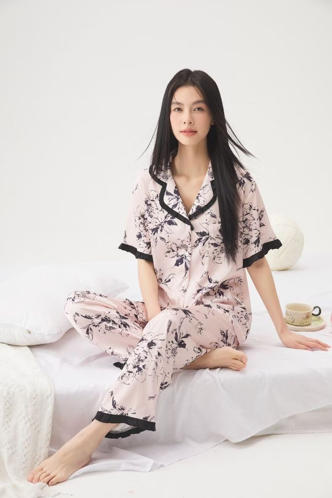 Bộ đồ ngủ TN22 hoa in thời trang Shury Store Home Wear Tặng kèm quần short cùng tone size M L XL