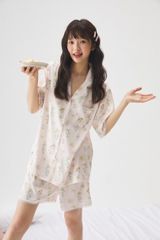 NT1 SHURY STORE HOME WEAR - Bộ pyjama lụa tay ngắn quần ngắn hoạt tiết dễ thương size M L XL mặc nhà